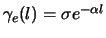 $\gamma_e(l) = \sigma e^{-\alpha l}$